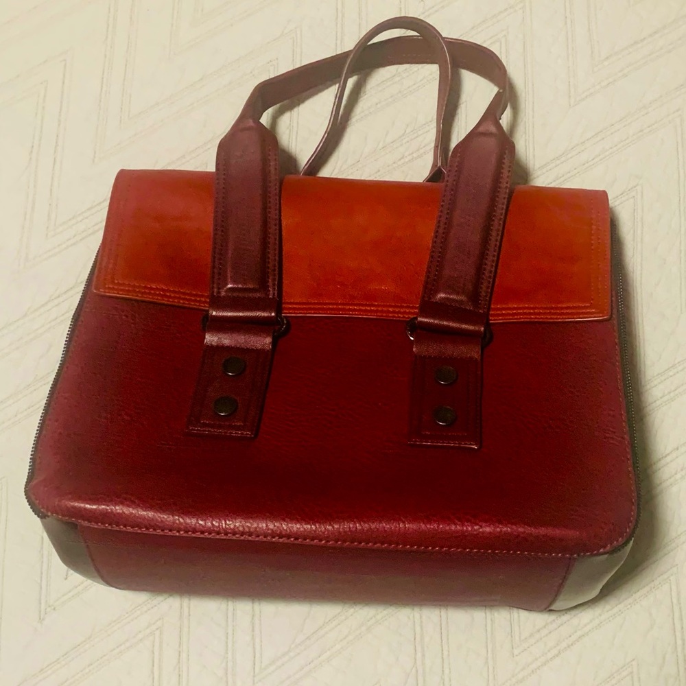 French Connection - Red and burnt orange leather handbag